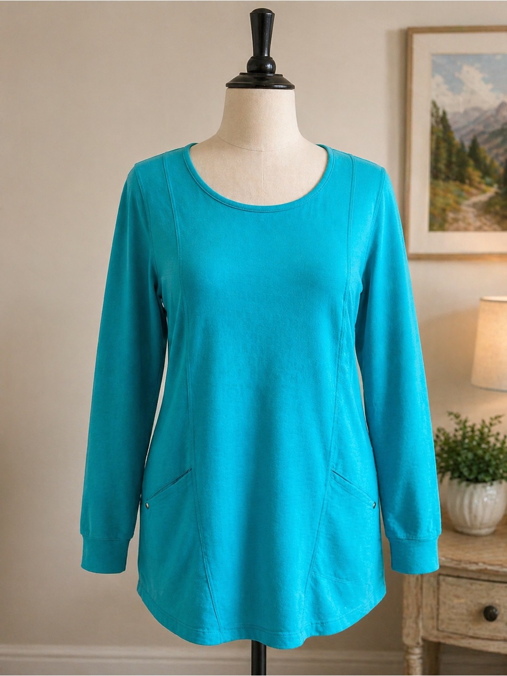 🚨 3 for $25 SALE 🚨 
CMC by Color Me Cotton: Teal Blue Long Sleeve Tunic